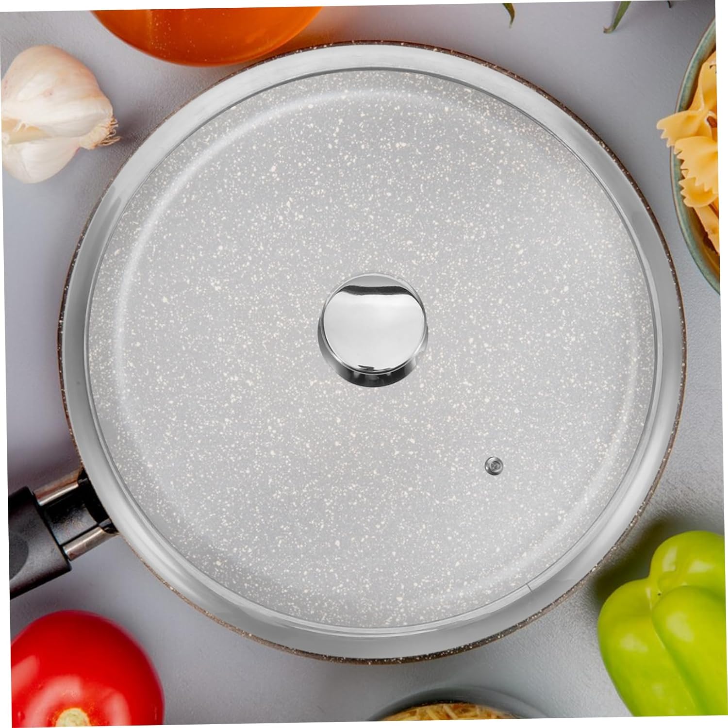 Mikinona 1pcs Stainless Steel Tempered Glass Lid for Frying Pans and Skillets Cooking Pot Cover Safe High-temperature Resistant Replacement for Kitchen Cookware