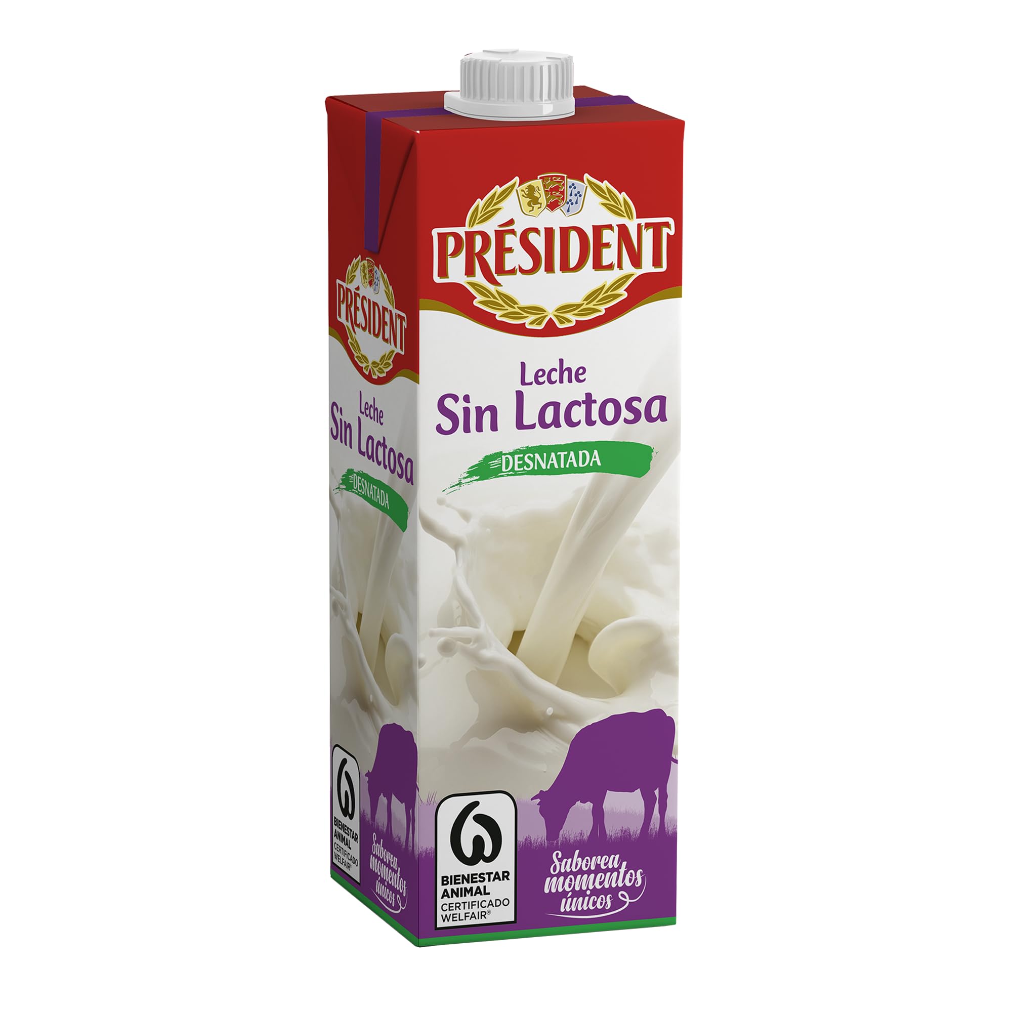 Président Leche Desnatada Sin Lactosa UHT Galicia Pack 6 x 1 L