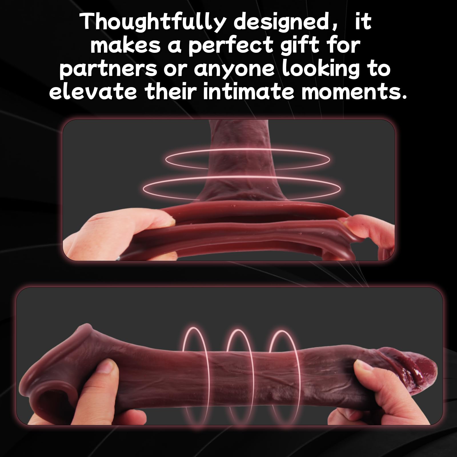 Guaina Fallica Guaina Pene per Uomo con Anelli Prolunghe Ingrandimento | 22cm Silicone Giochi Erotiici per Coppie Dildo Realistico per il Pene con Anello Sexytoysys Giochi Erotici Maschile Sex Toys