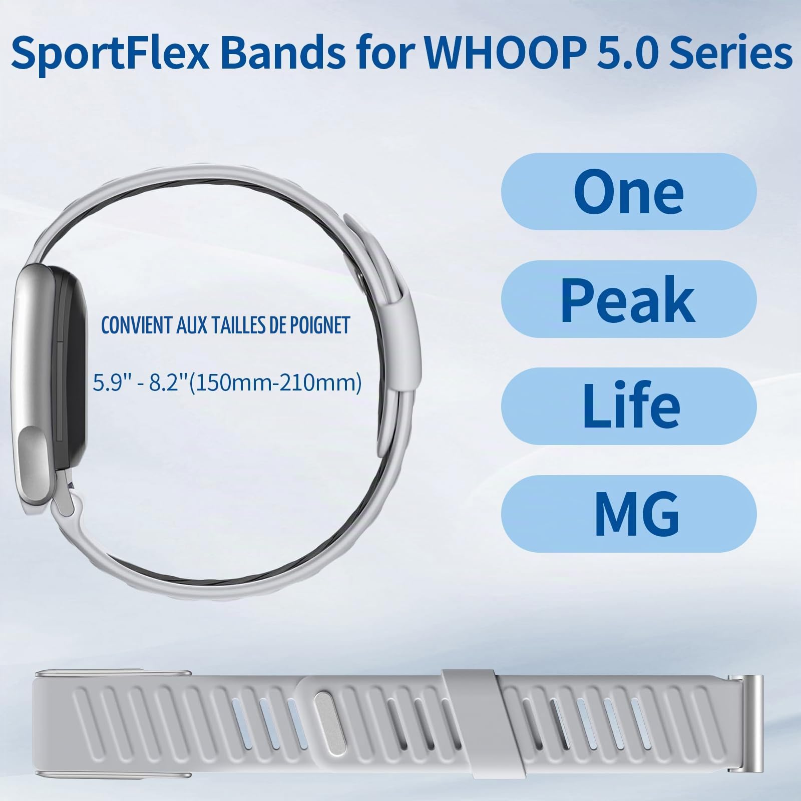 3 Pièces Bracelets Sport Compatible avec WHOOP 5.0/MG pour Hommes Femmes, SuperKnit/SportFlex/CoreKnit Bracelet–Doux Respirant Confortable, Bracelets Réglables – Non Compatible avec La Génération 4