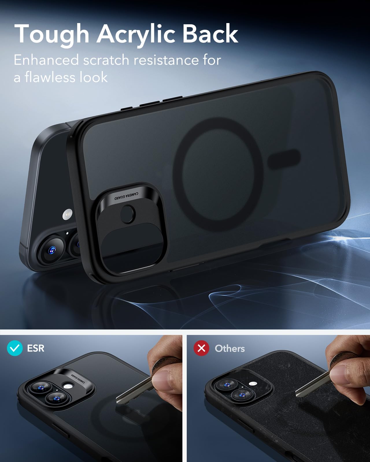 ESR Cover Magnetica per iPhone 16 Plus, Compatibile con MagSafe, Protezione antiurto di livello militare, Custodia magnetica, Serie Classic (HaloLock), Nero Opaco