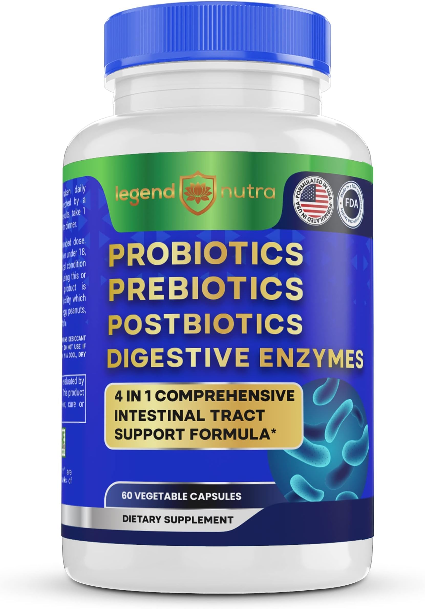 Probiotics Prebiotics Postbiotics With Digestive Enzymes 4 In 1 Formula Supplement For Better Digestion Health And Women, Men & Gut