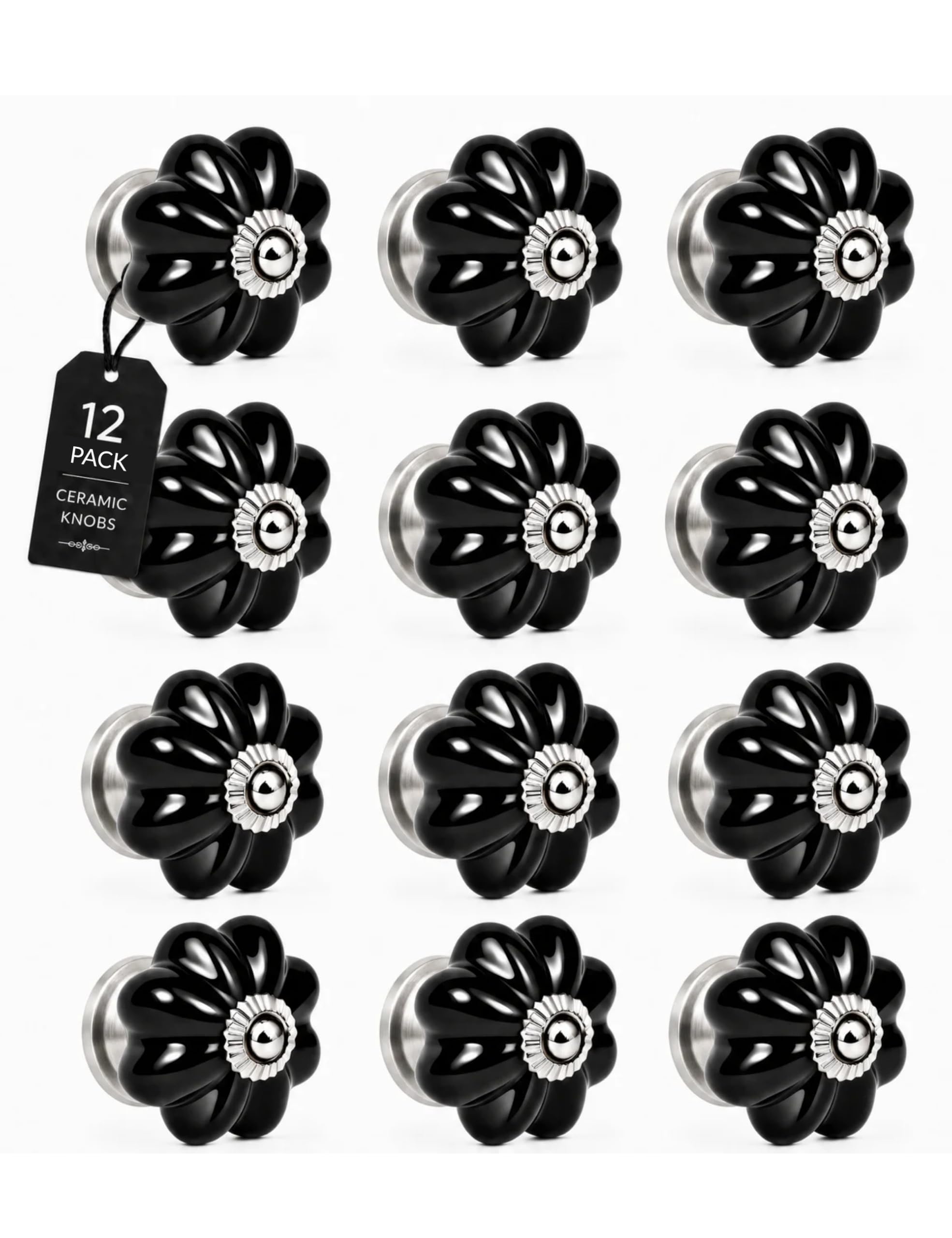 ALWORG Dresser Knobs 12 Pack - Black Kitchen Cabinet Knobs for DIY Upgrade