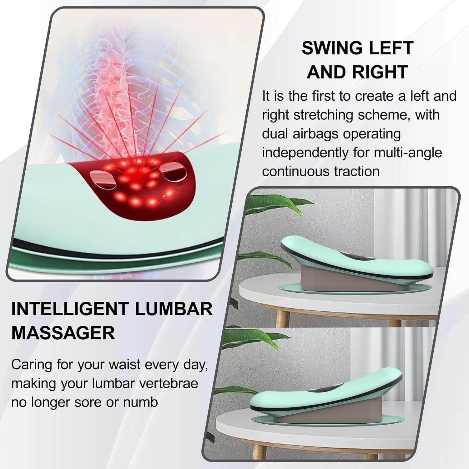 Lumbar Traction Device, Multifunctional Lower Back Traction Massager with 3-Level Vibration, Adjustable Heated Back Stretcher Relaxer with 26° Dynamic Airbag Traction Lifting, for Neck, Lumbar - Image 5