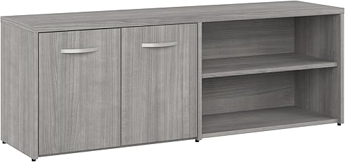 Bush Business Furniture Studio C - Armario de almacenamiento bajo con puertas y estantes en gris platino, organización para el hogar u oficina