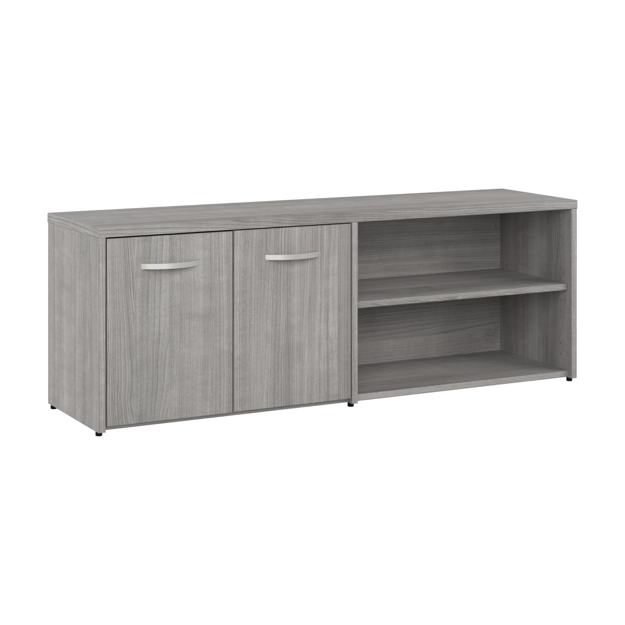 Bush Business Furniture Studio C Low Storage Cabinet with Doors and Shelves in Platinum Gray Organization for Home