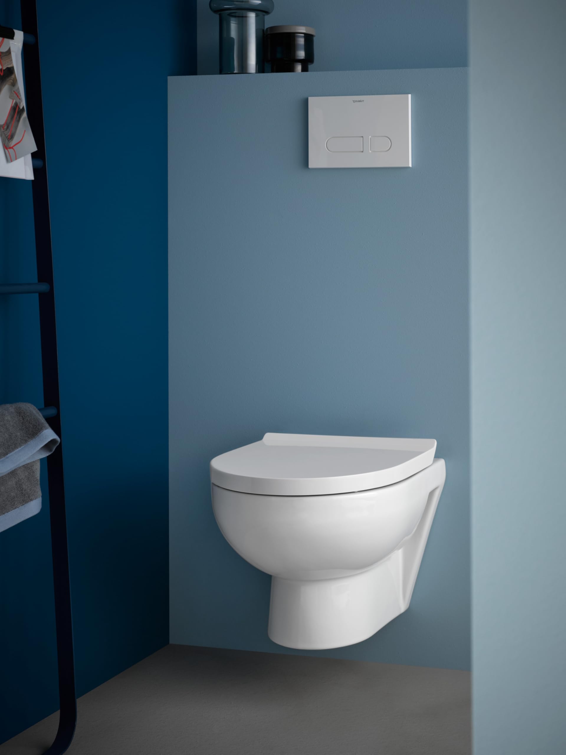 Duravit No.1 WC suspendido Compact, sin borde, 365x480mm, salida horizontal, 257509, Color: Blanco