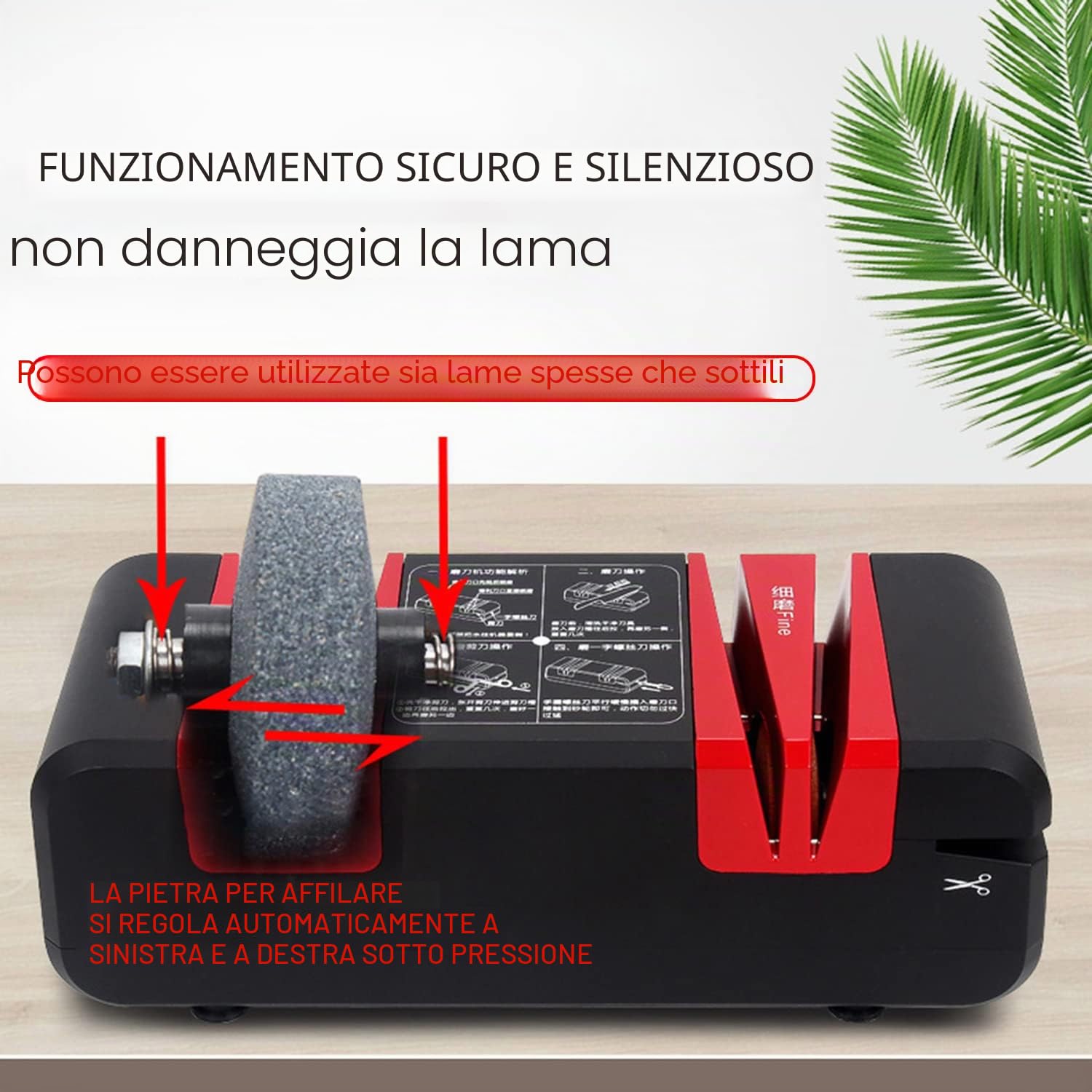 Affilacoltelli Elettrico Professionale, Multifunzione, Automatico, 15 Gradi, Corindone, Nero