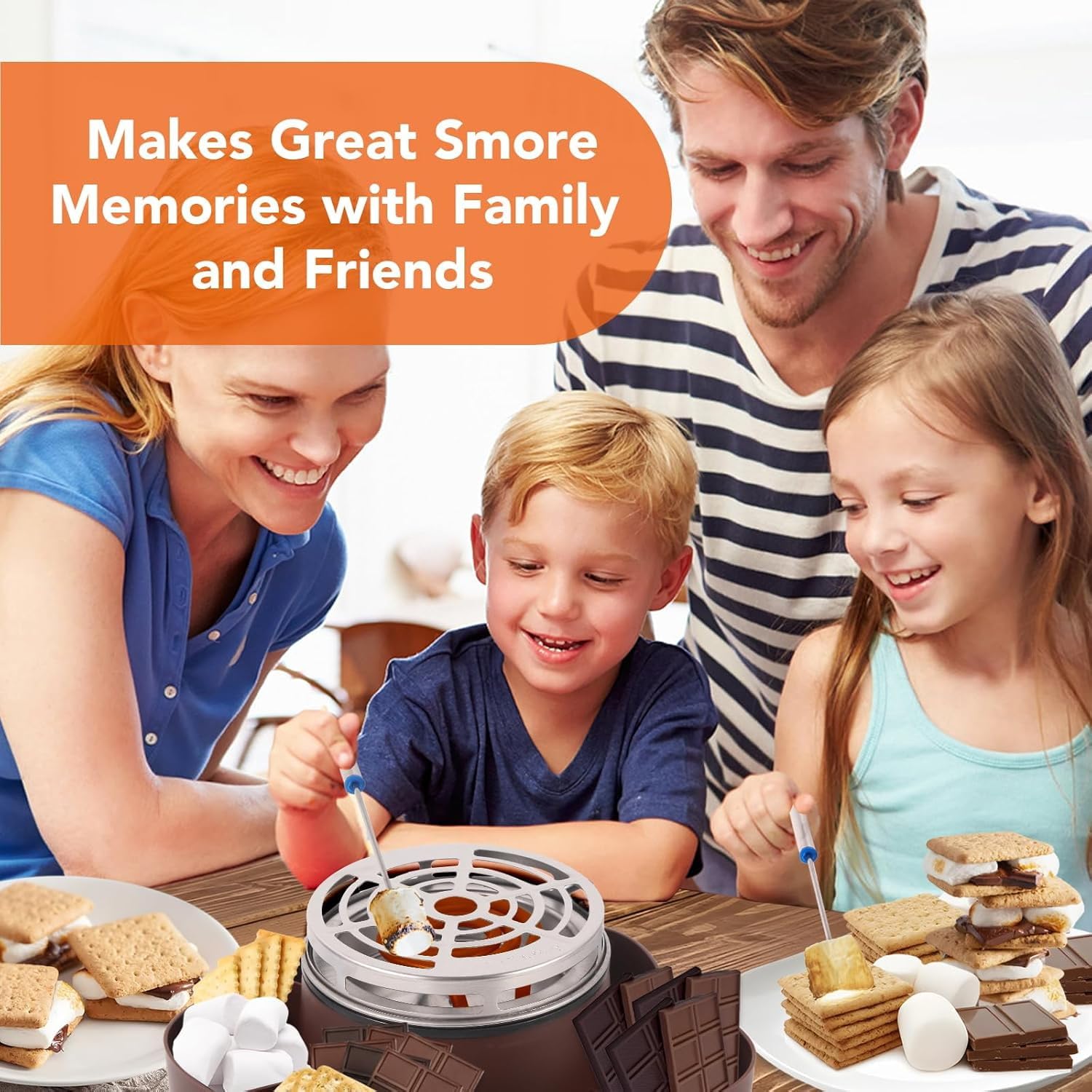 Elektryczny ekspres do kawy S'Mores do użytku wewnątrz, bezpłomieniowa palarnia piankowa, zestaw smores z 6 półkami i 4 widelcami, prezenty na parapetówkę dla nowego domu