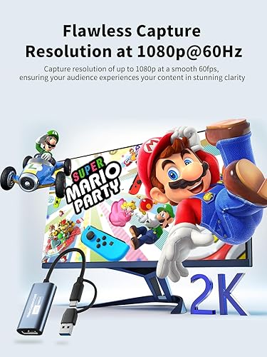 Miniatura 7 de VANGREE Tarjeta de captura de video 4K, USB-AUSB-C 3.0 1080P 60FPS dispositivo de captura HDMI con soporte YUY2 (YUV) para juegos, transmisión en