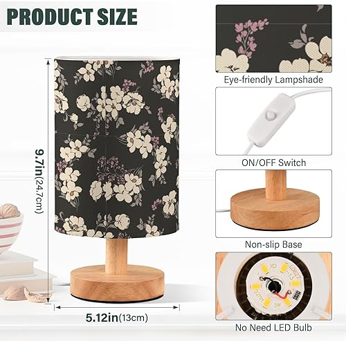Miniatura 3 de Lámpara de mesa LED de noche USB minimalista beige floral negro lámparas de mesa para niños biblioteca lampara para mesa de Noche