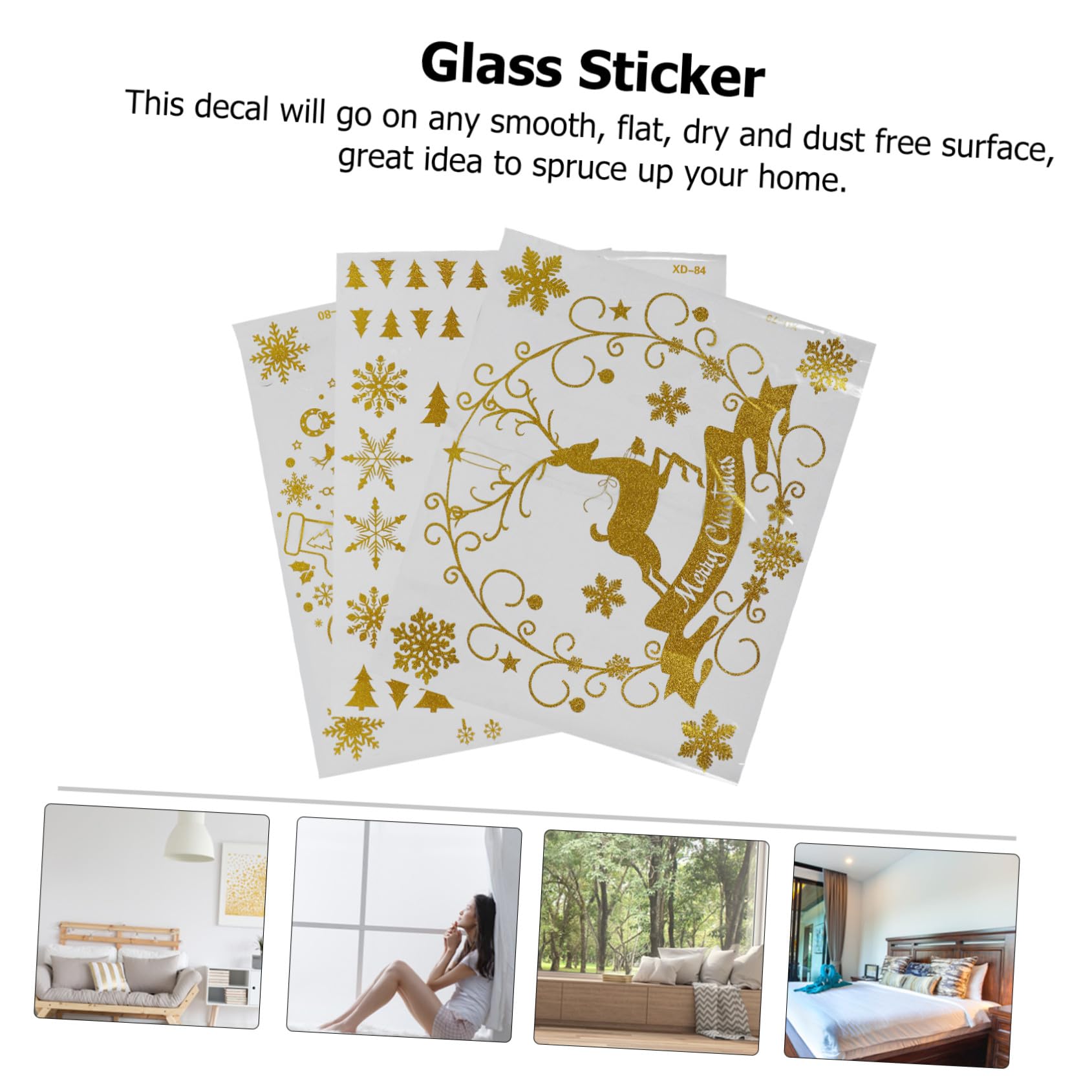 6 Stk Weihnachtsaufkleber Winterdeko für zu Hause weihnachtsdeko dekoration abnehm aufkleber wiederverwendbare sticker Weihnachtsfensteraufkleber Weihnachtsdekoration PVC Golden