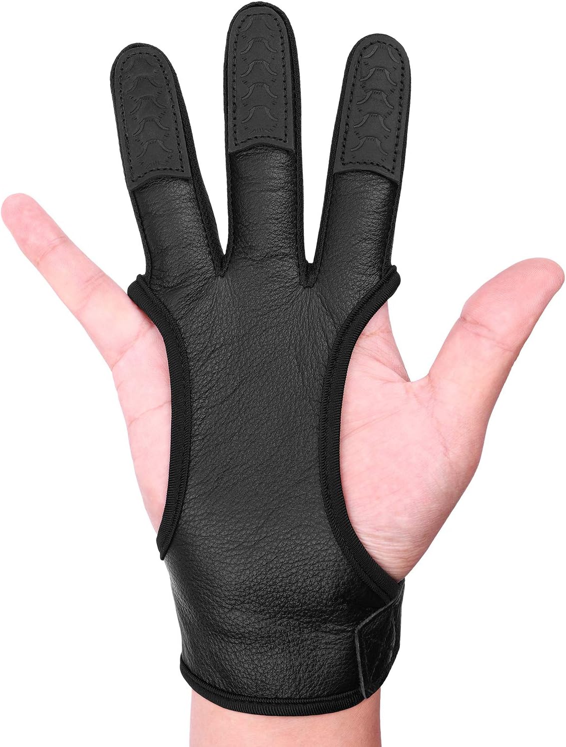 FitsT4 Leather Archery Gloves Three Finger Hand Guard Protective Glove
