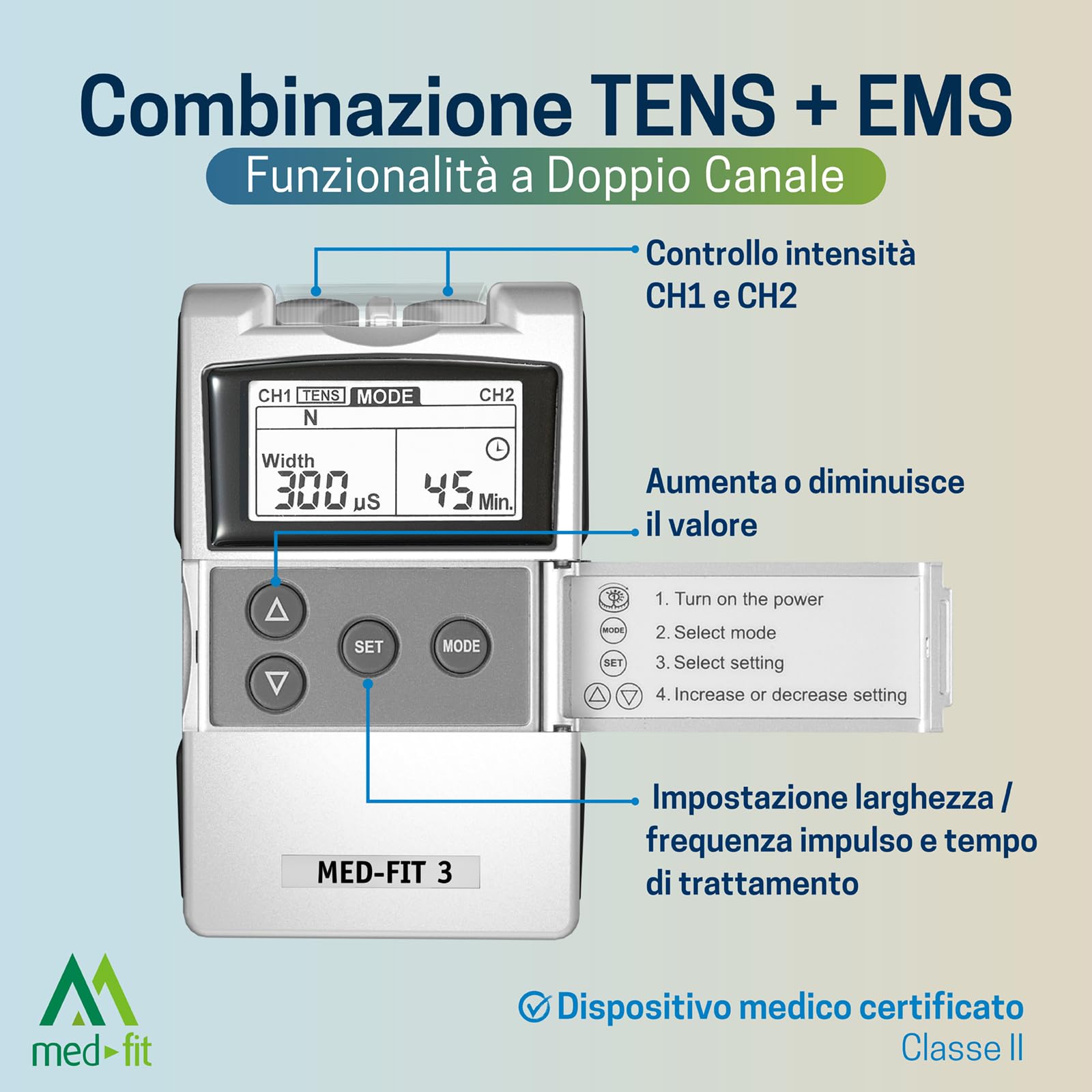 Med-Fit 3 Digital Dual Channel TENS Machine