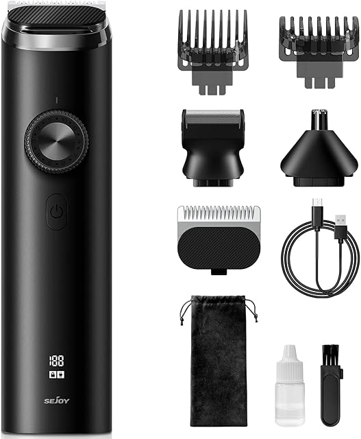 Beard Trimmer for Men, Hair Clippers Hair Trimmer, Waterproof Mustache Body Nose Ear Facial Cutting Shaver, Electric Razor All in 1 Grooming Kit, USB Rechargeable & LED Display