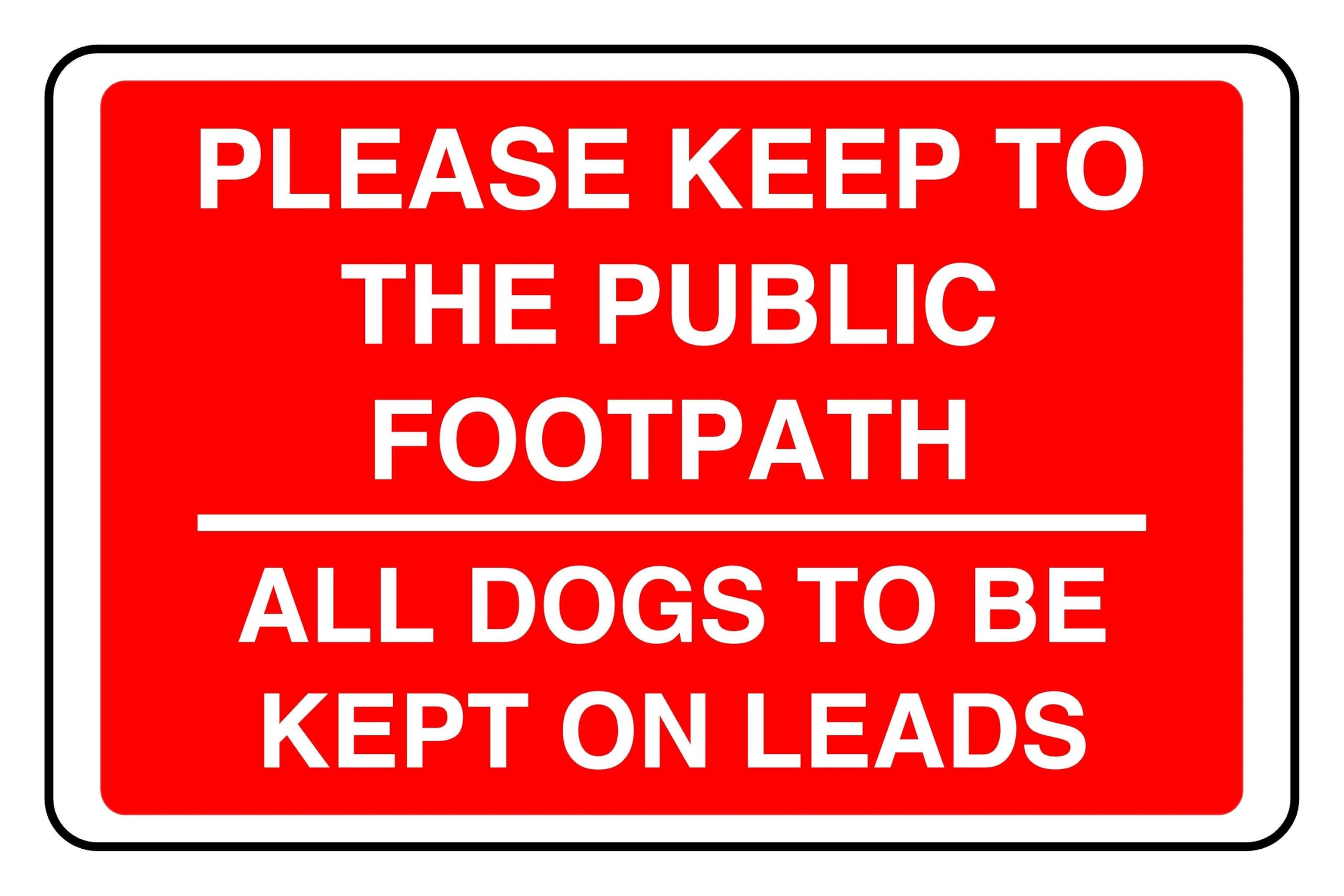 Please Keep To The Footpath Dogs To Be Kept On Lead Sign - High-Tack Self-Adhesive Vinyl Sticker (300 x 200mm)