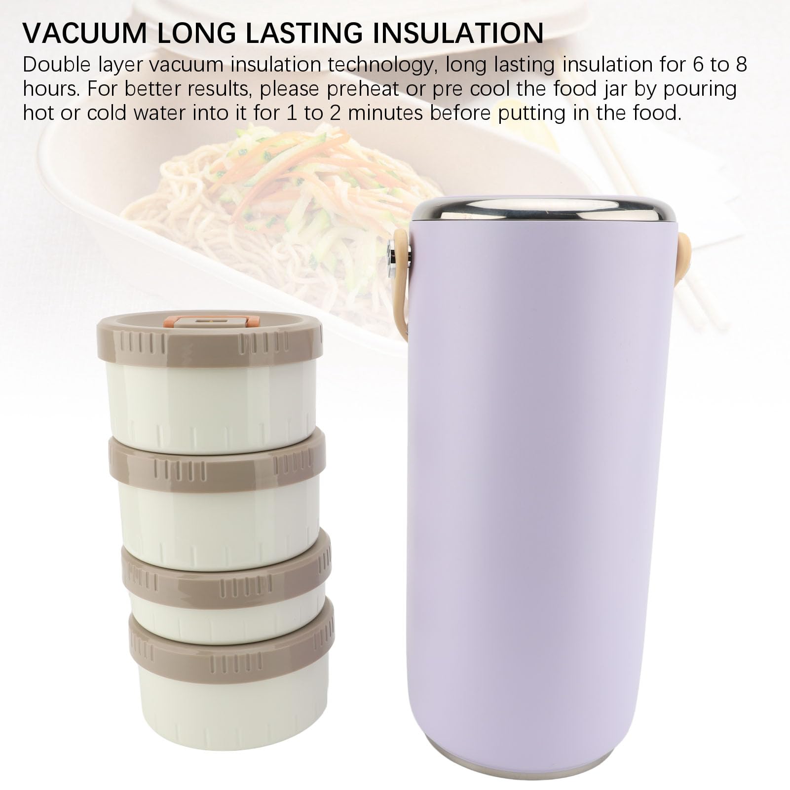 Tarro de comida aislado al vacío, recipiente de comida caliente sellado a prueba de fugas, portátil, de boca ancha, de acero inoxidable, 3,4 L, para trabajar (Púrpura)