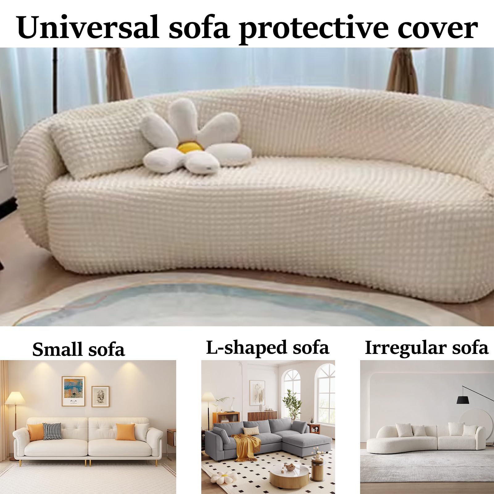 Halbrund Gebogener Sofabezug,Elastischer Sofaüberzug Ecksofa,Waschbarer
