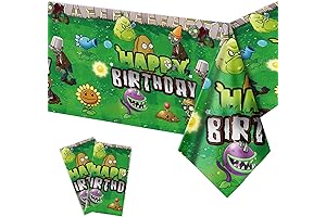 Deenor Plants vs Zombies Cake Topper Decoration and Disposable Tablecloths