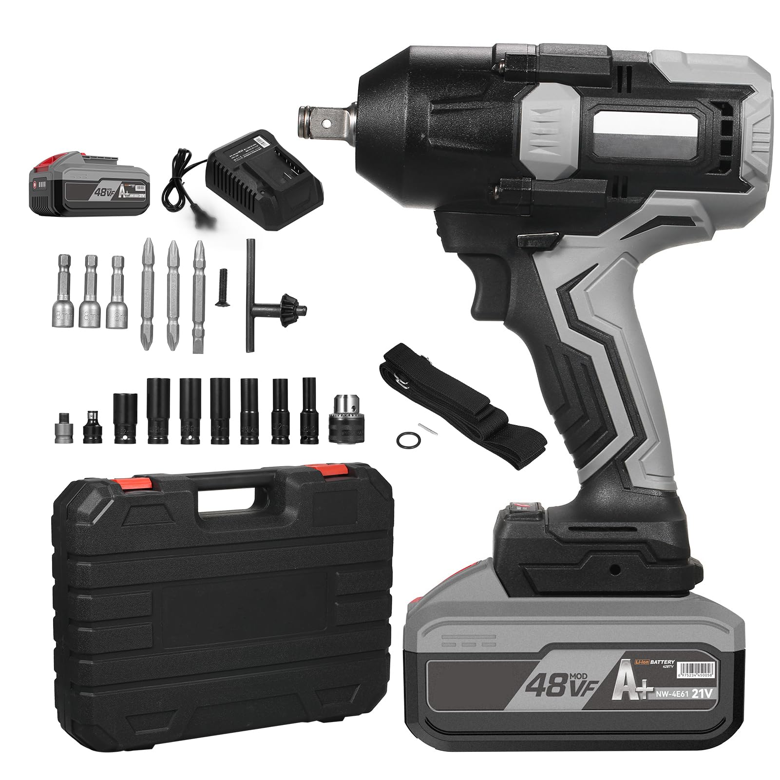 Generic48VF Lithium Battery Brushless Impact Wrench with 1080NM High Torque Power Impact Wrench Set DOOMUN