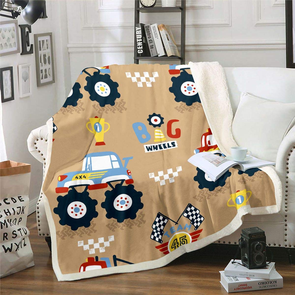 Coperta Sherpa Per Bambini Con Mezzi Di Trasporto – Pile Morbido - 4
