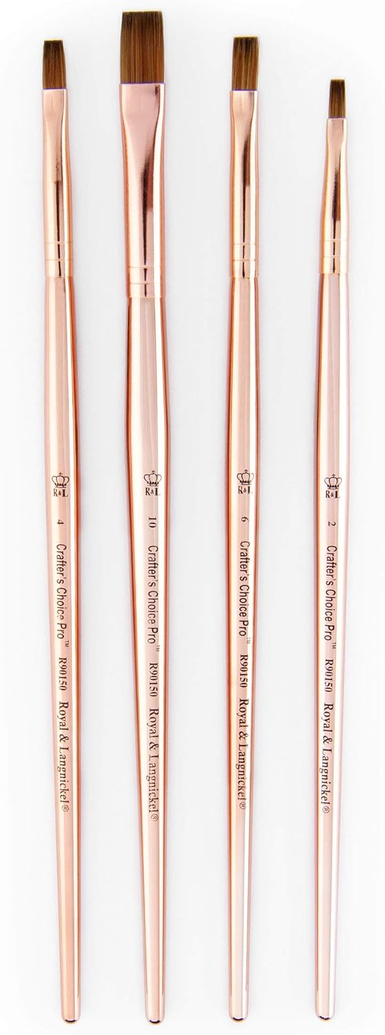 Royal & Langnickel Crafter's Choice Pro Synthetic Sable Angular Craft Brush Set, 4pc