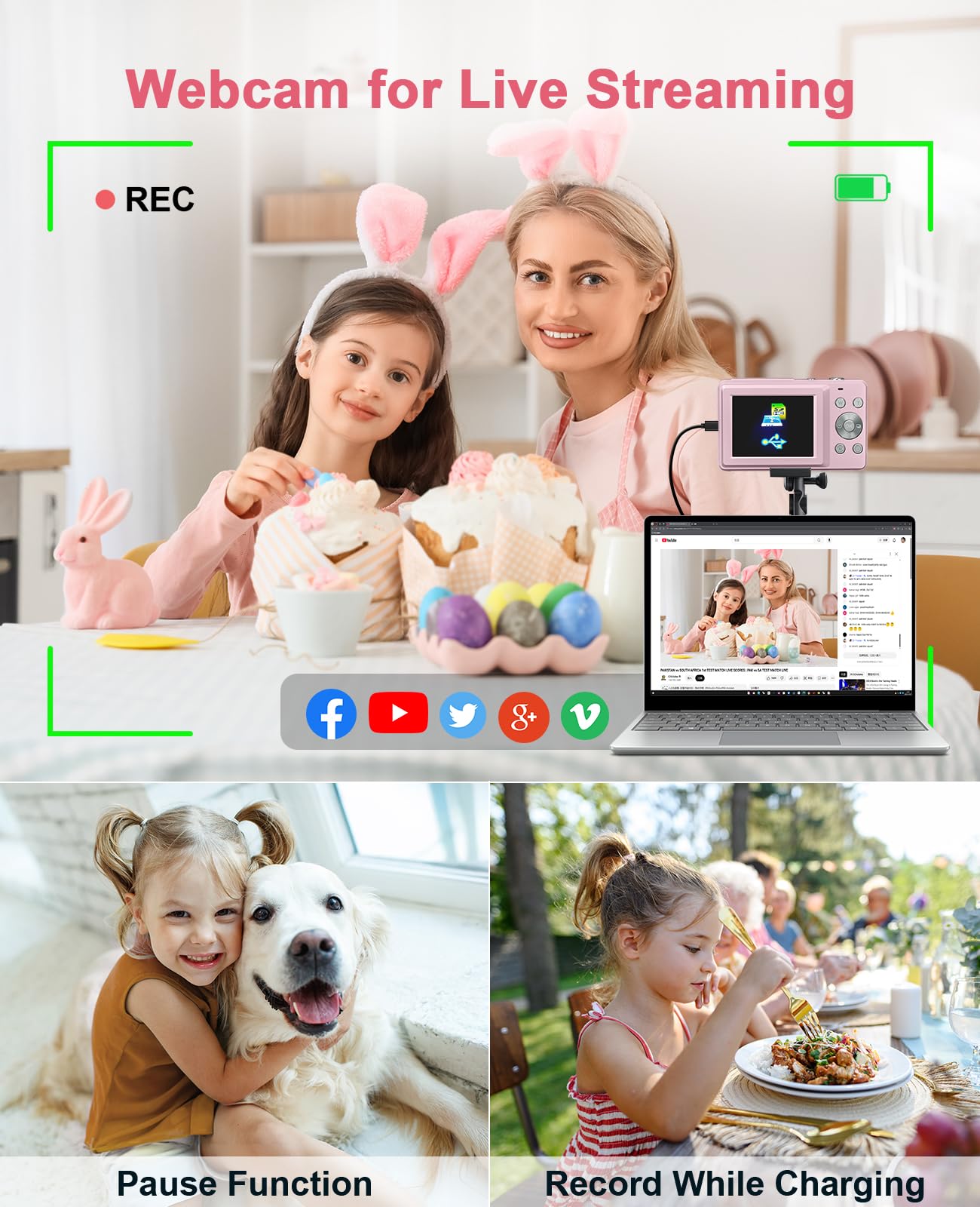 Cámara digital 1080P FHD 44MP cámara digital compacta con pantalla de 2.5 pulgadas, zoom 16X, antivibración, cámara digital portátil pequeña para niños, adolescentes, personas mayores, principiantes