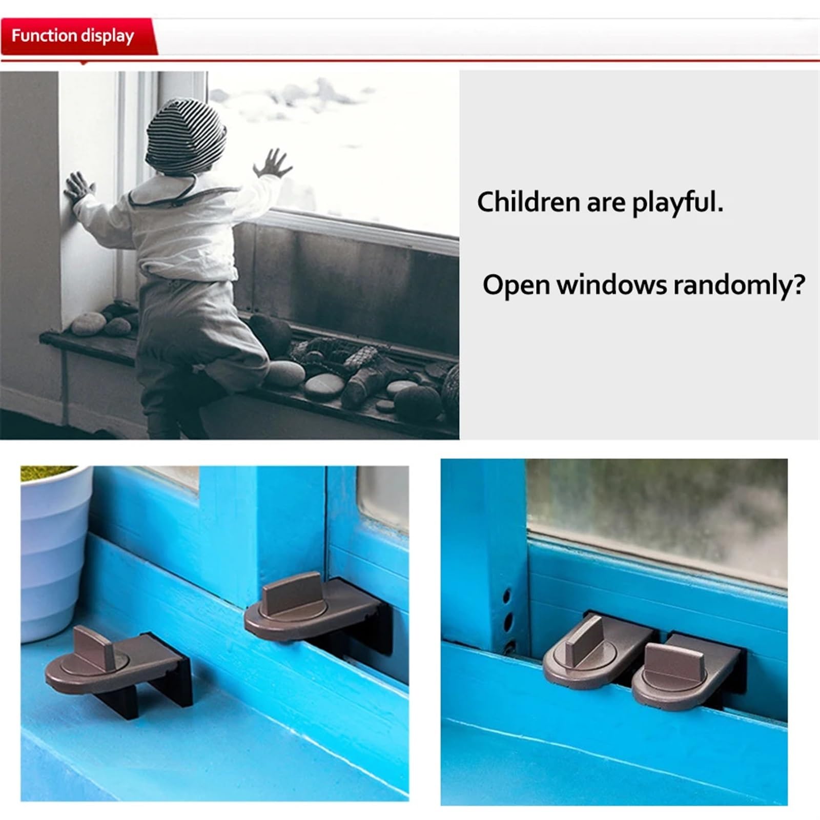 Serrure de porte coulissante et fenêtre, bouchon de ceinture coulissante, serrures d'armoire, sangles de restriction de porte, serrure de sécurité for bébé et enfant, 1 pièces(4PCS Black)