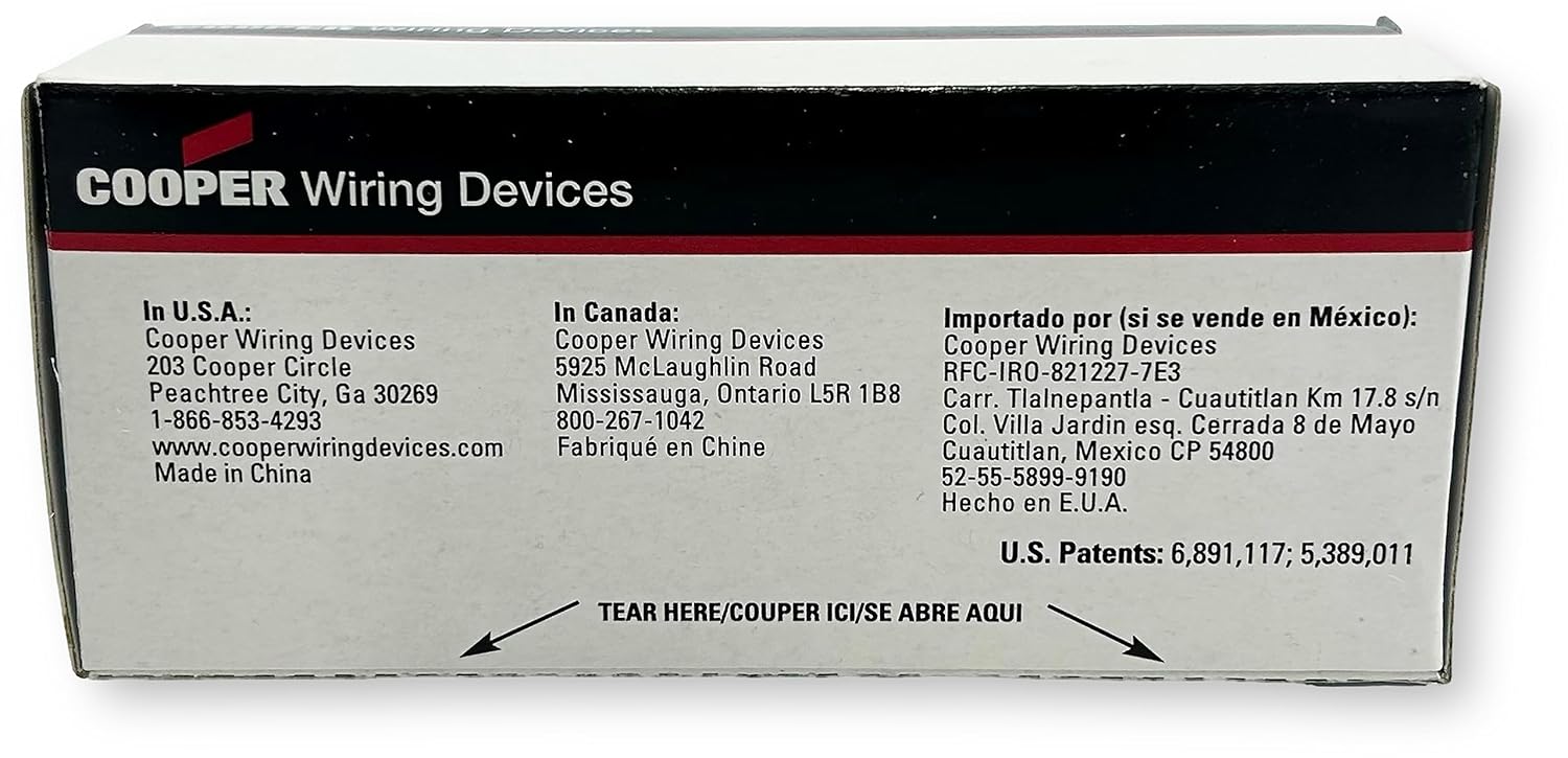 Eaton 7621A-BOX Commercial Grade Decorator Switch, Almond; Single Pole; Auto Grounding and a Standard Rocker; Polycarbonate Top and PVC Bottom Material; Voltage Rating of 120/277 VAC, 20 Amps