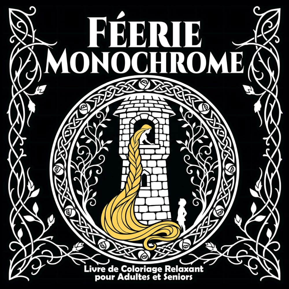Féeries Monochrome: Livre de Coloriage Relaxant pour Adultes et Seniors