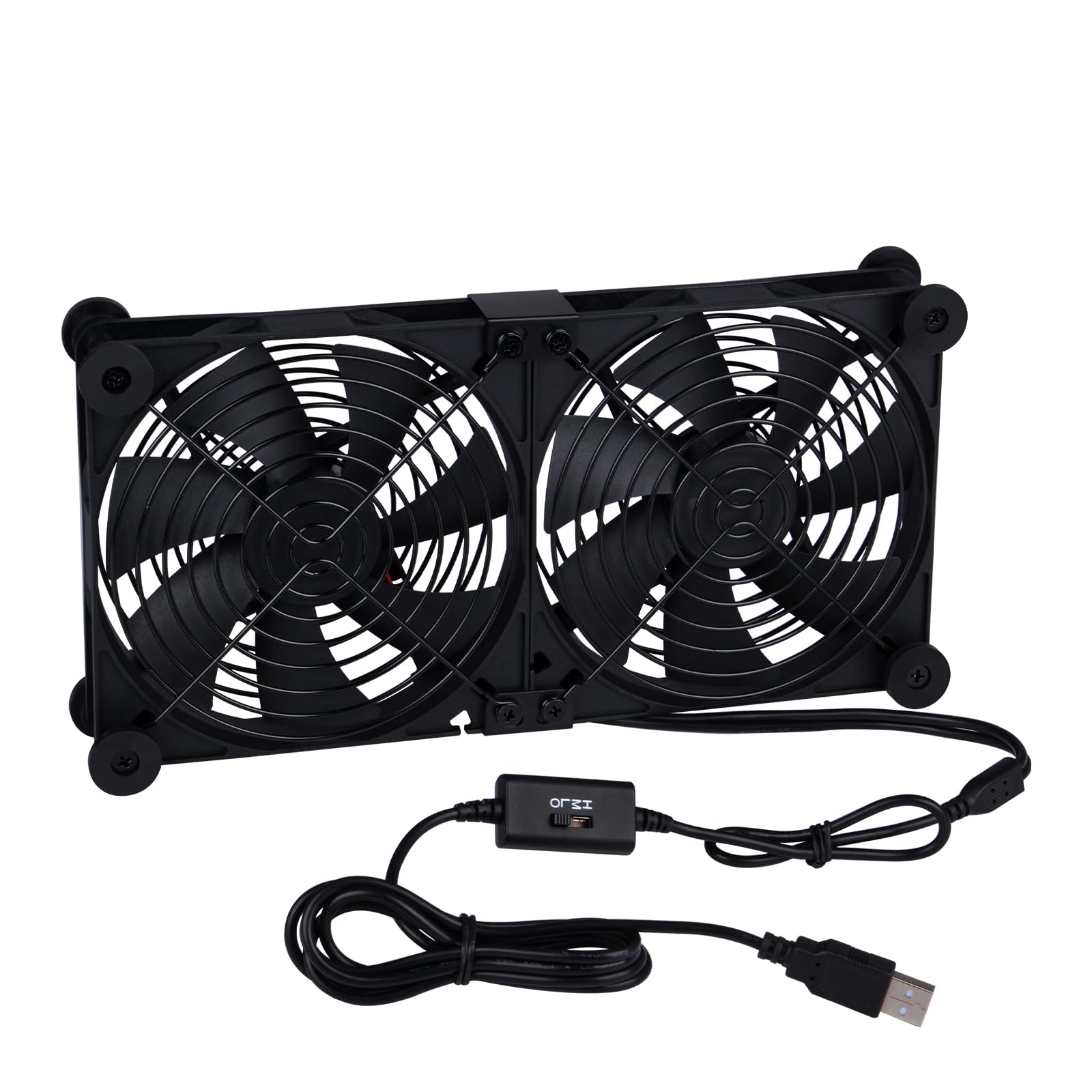Ventola di raffreddamento silenziosa per router, 140 mm, con regolatore di velocità L/M/H a 3 gradi, DC 5 V, alimentazione USB, ventola di raffreddamento per router, modem, ricevitore, DVR