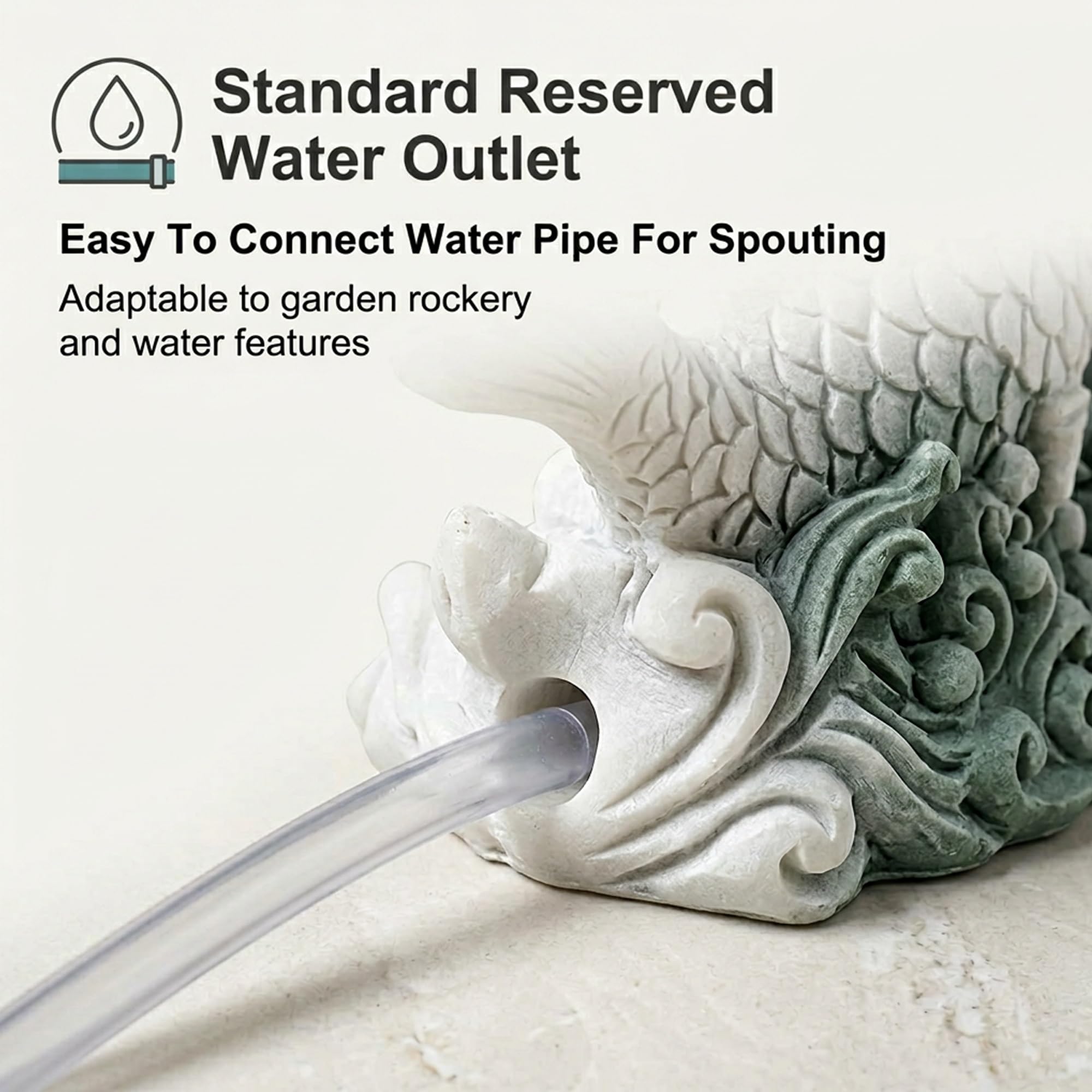 Estatua fuente con surtidor para estanques pequeños (16 cm), elemento acuático de jardín para estanques de carpas koi, ideal para paisajismo y aireación del estanque(White)