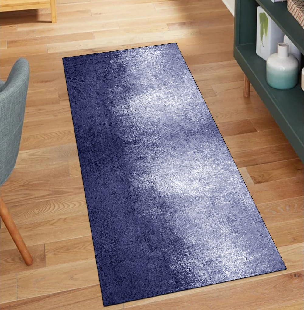 Alfombra antideslizante para cocina o pasillos transitados color azul abstracto lavable 100x220