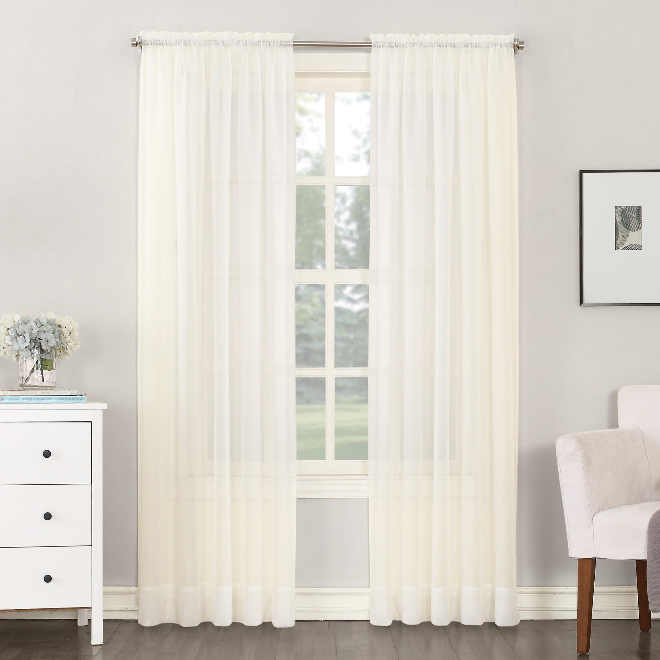 No. 918 Emily 59 by 63-Inch Sheer Voile Curtain Panel, Egg