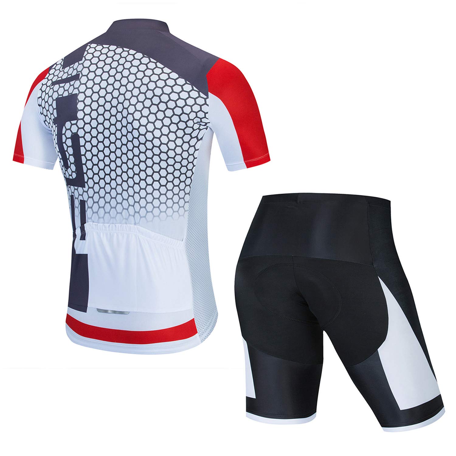 Męska koszulka kolarska zestaw koszulka rowerowa z krótkim rękawem topy odblaskowe, szybkoschnące + 5D wyściełane szorty S-3XL