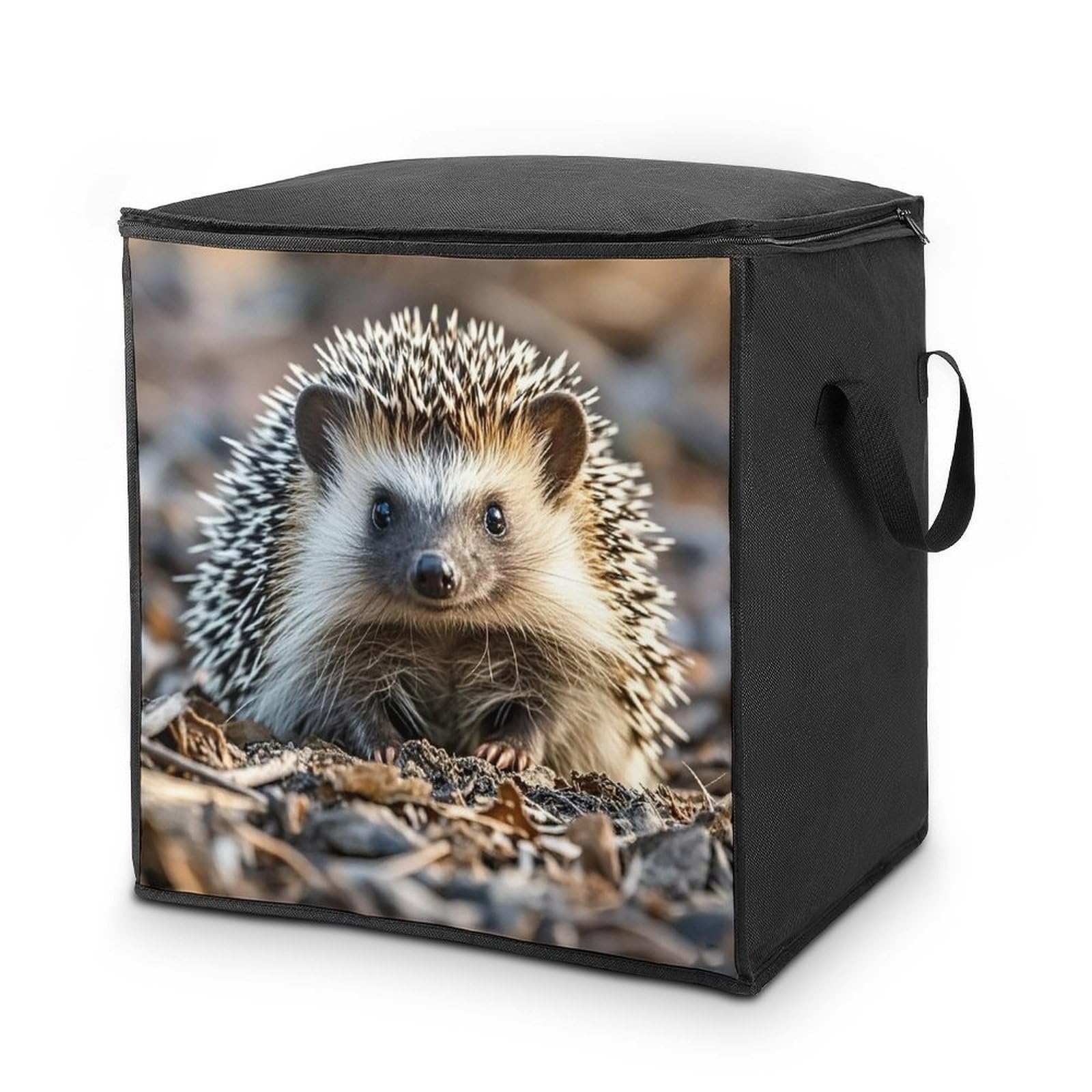 Hedgehog Storage Bag Quilt Storage Bag with Sturdy Zippered Fashion Breathable Closet Organizer Storage Boxes with Carry Handles for Blanket Pillow Bedding