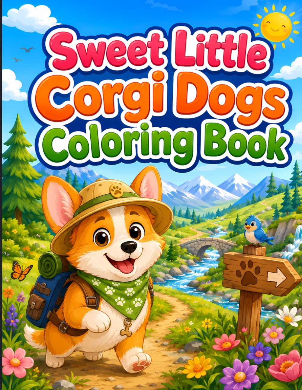 Sweet Little Corgi Dogs Coloring Book: 40 Adorable Dog Coloring Pages with Sweet Corgi Puppies