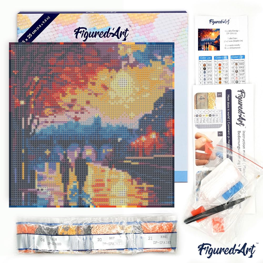 Figured'Art Mini Diamond Painting Kit 25x25cm Tela Incorniciata Civetta Blu Diamanti Rotondi Full Drill Attività Adulti