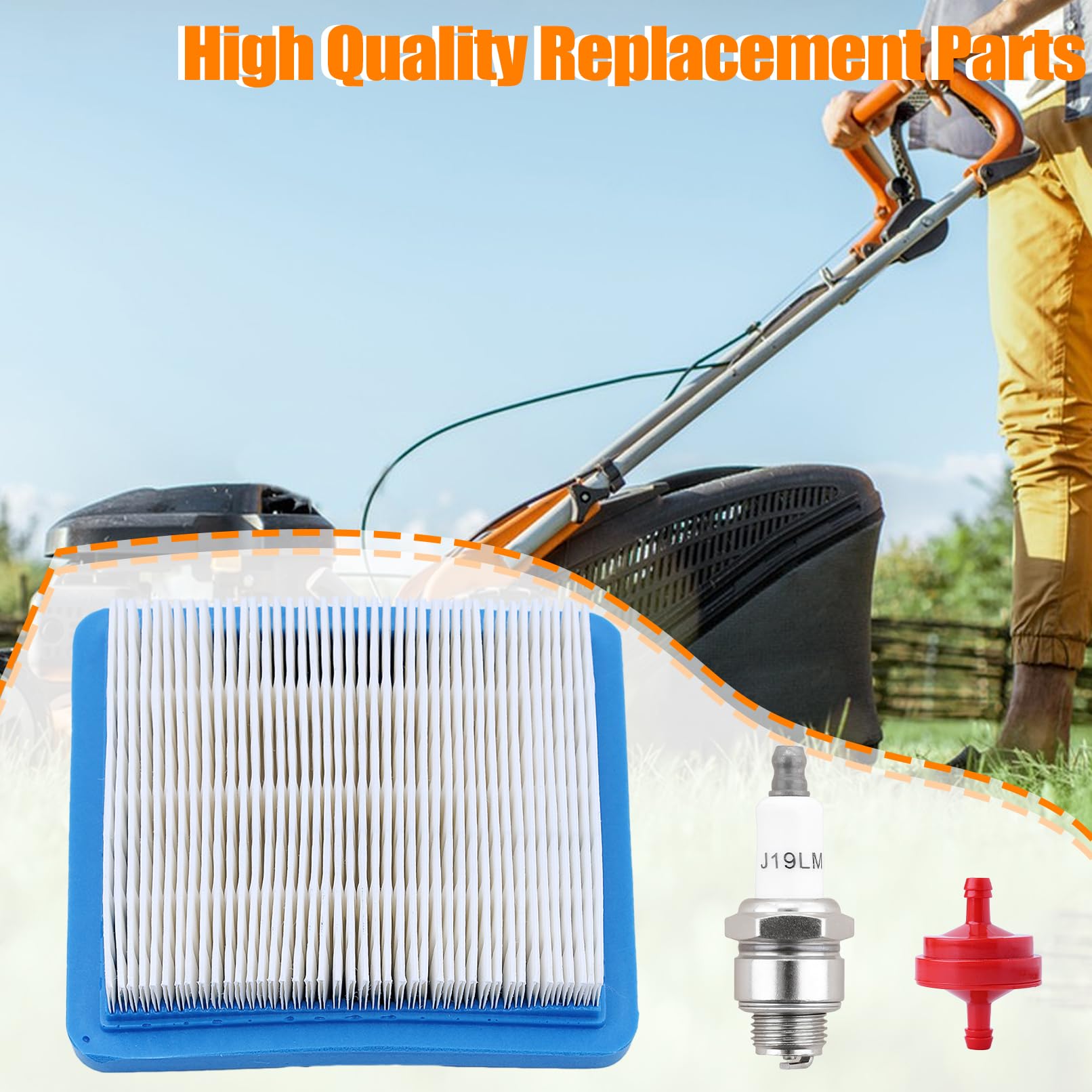 Mtanlo Air Filter For 491588S Lawnmowers Replacement, For 491588 399959 491588S Replaces J19LM Spark Plug 5108B Oil Filter - Image 3