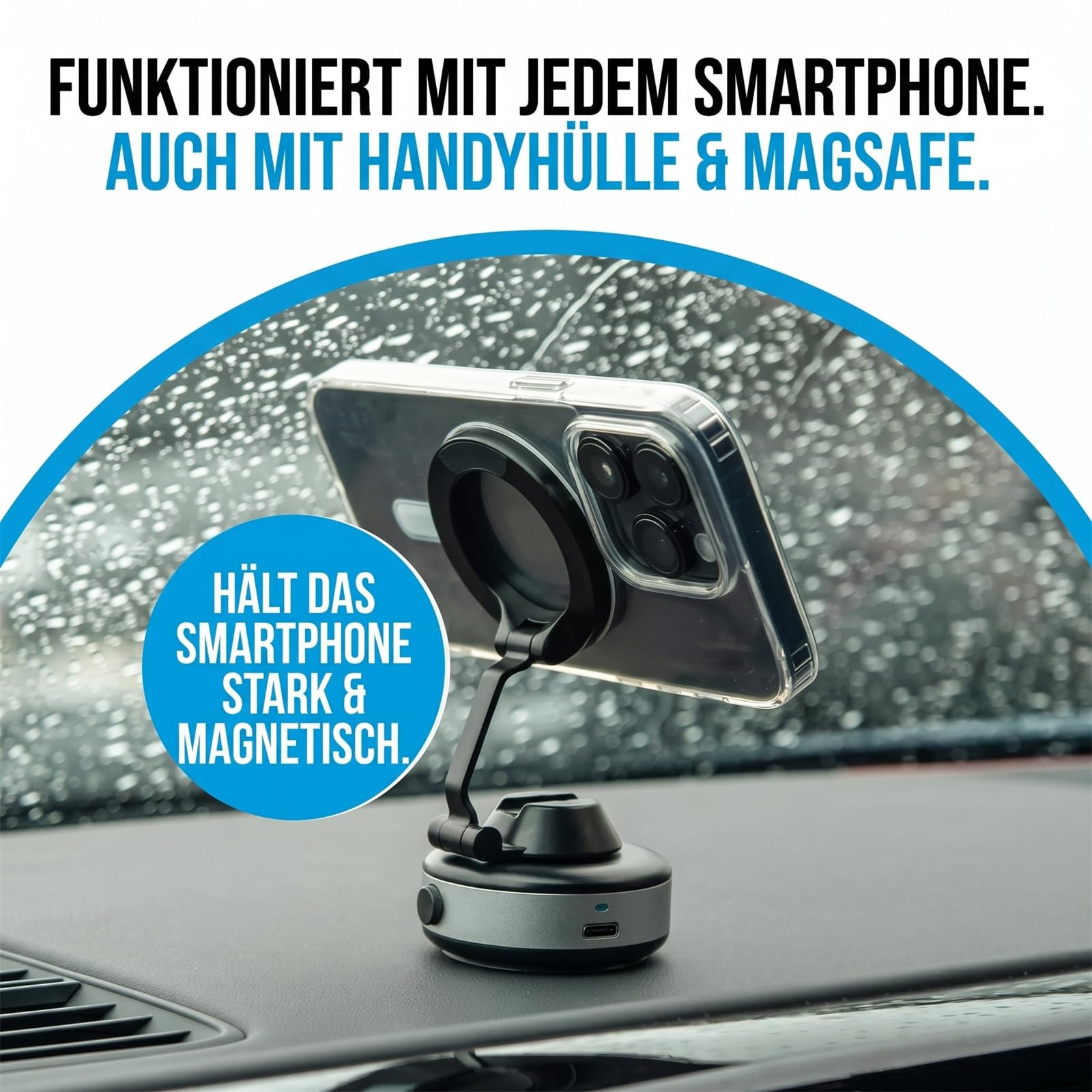 Snapmount Handyhalterung Auto Magnetisch, Elektrische Handyhalterung Auto mit 360° drehbarem Magnetkopf, kompakt faltbar, Handyhalter Auto Magnet für Lüftungsgitter