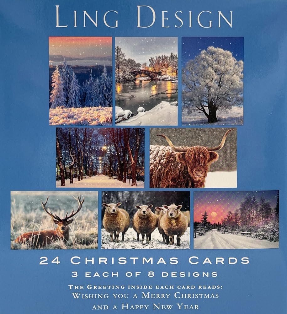 Winter Wonderland Photographic Scenic Premium Box of 24 Assorted Christmas Cards, 3 Each of 8 Designs - Image 3