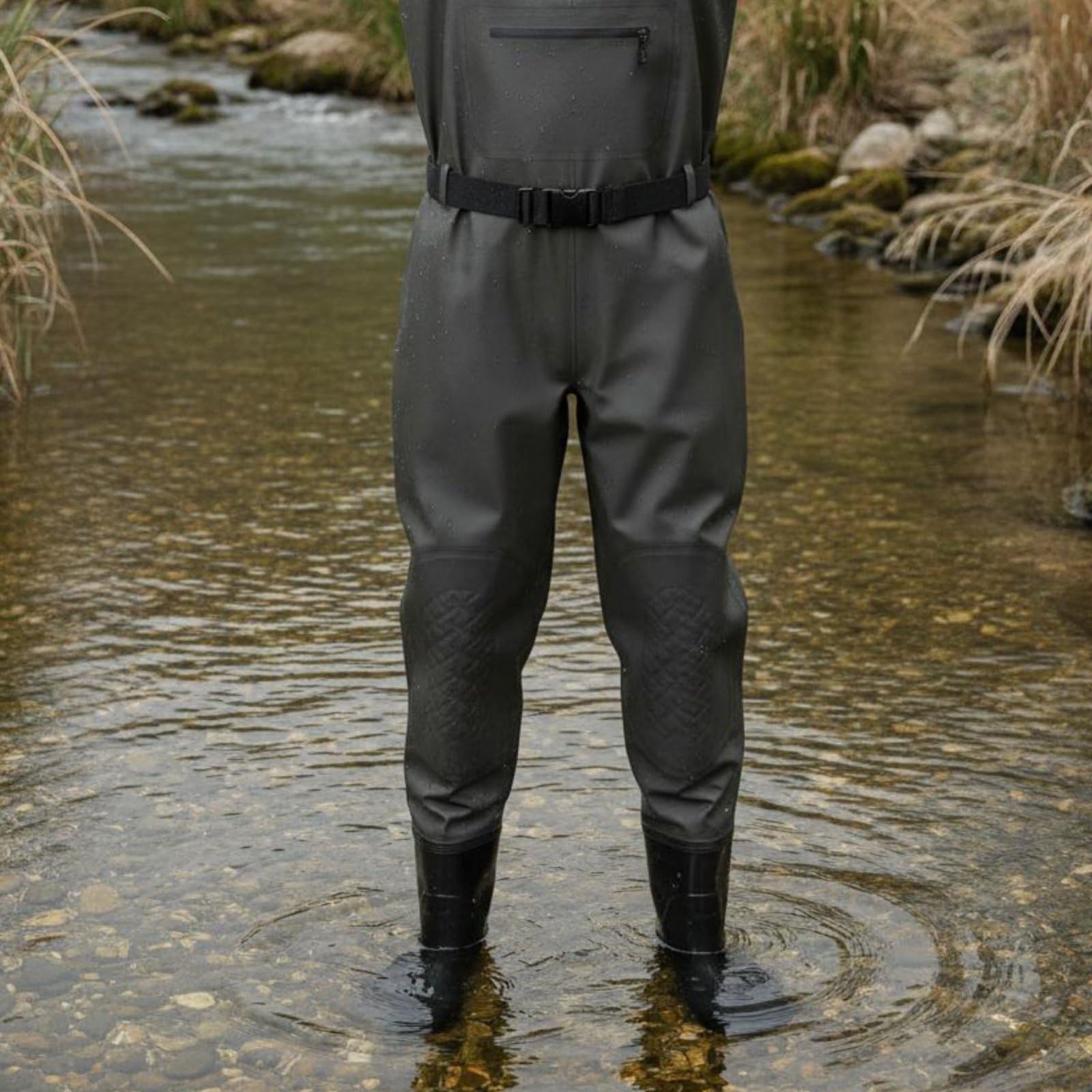 Gralara Waders da Pesca Rinforzato Waders Impermeabili Suola Antiscivolo Salopette da Pesca Impermeabile per Acque Basse, Green, 42