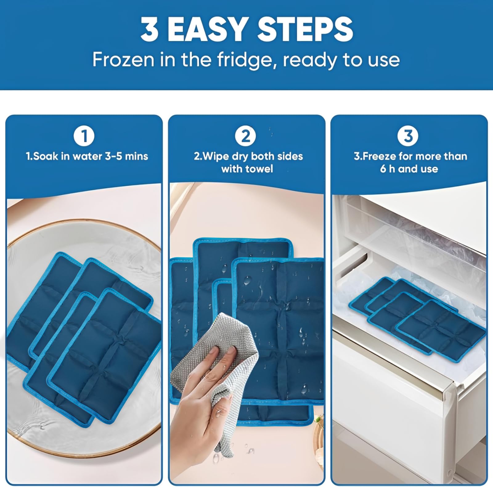 4 Pezzi Ghiaccioli per Borsa Frigo, Ghiaccioli Morbidi Riutilizzabili per Borsa Frigo, Mattonelle Ghiaccio, Ghiaccio per Borsa Termica, Elementi Refrigeranti, per Viaggi, Scuola, Picnic