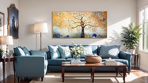 Miniatura 8 de Arte para pared, árbol de la vida, imágenes de árbol amarillo moderno, abstracto, bosque, impresiones de lienzo para dormitorio, sala de estar,