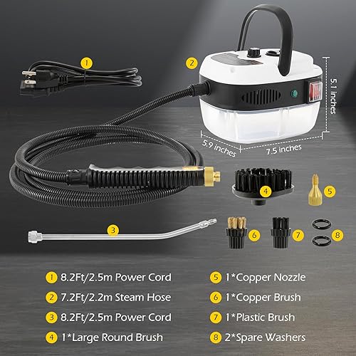 Miniatura 6 de Dyna-Living Limpiador de vapor de 2500 W para automóvil para detalles automáticos, limpiador de vapor de mano para el hogar, limpiador de vapor de