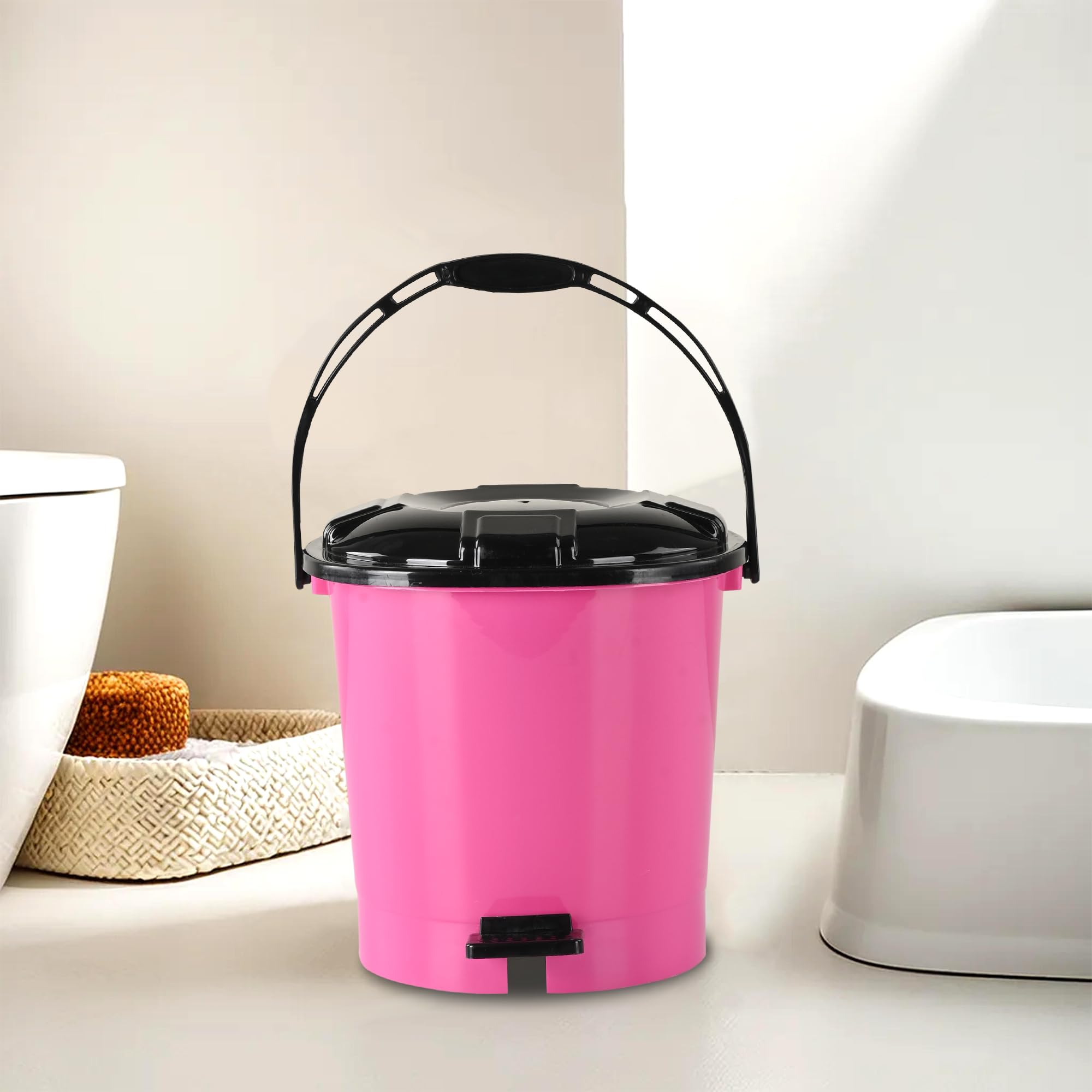 Kuber Industries 7L Pedal Dustbin - Black Dhakkan -1