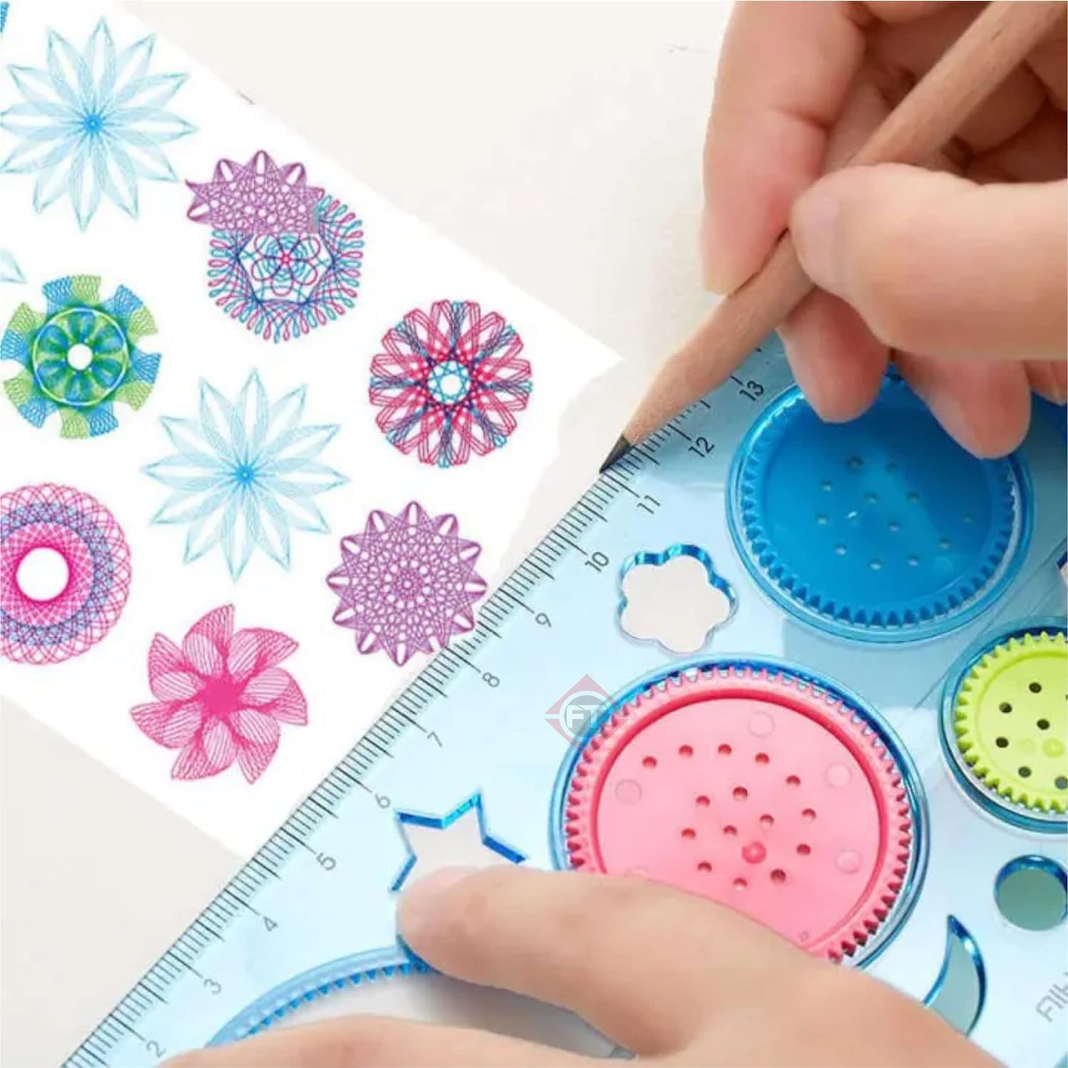 Firstly Mandala Design Stencil Geometric Ruler 2 pc with 1 Unicorn Multicolor Ten in One Ballpoint Pen for Kids|Spiral Drawing Kit Early Art Development Toy for Children - Image 6 thumbnail