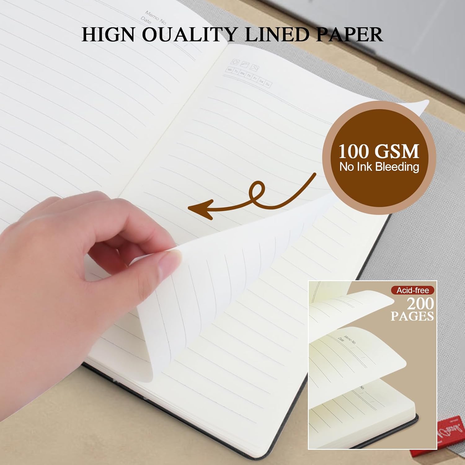 Music Gift,A5 Hardcover Leather Journal for Women - 200 Pages Premium Paper Notebook,Journal Notebook for School, Work (Music Black) - Image 6