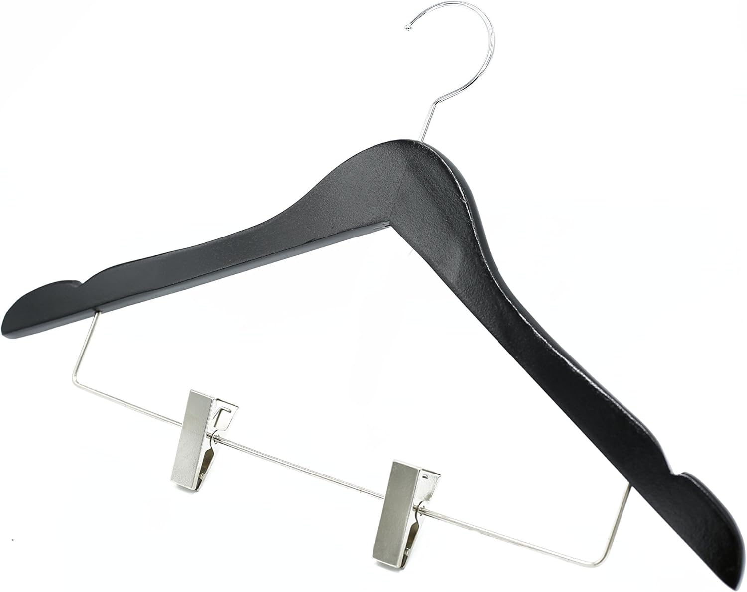 Dutch Wood Suit Hangers with Pant/Skirt Clips and Precisely Cut Notches - 360 Degree Swivel Chrome Hook - Lacquered Finish Super Sturdy and Durable Wooden Hangers - 20 Pack