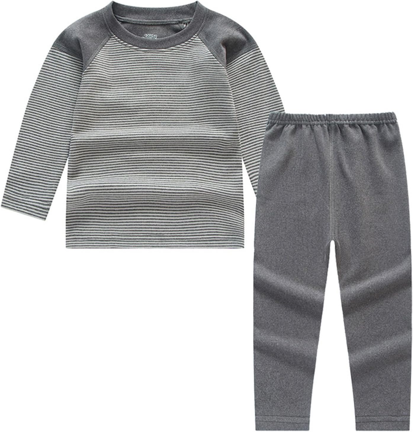 Aislor Kids Boys Girls Thermal Underwear Set Striped Long Sleeve T-Shirt Base Layer Undershirt with Leggings Set